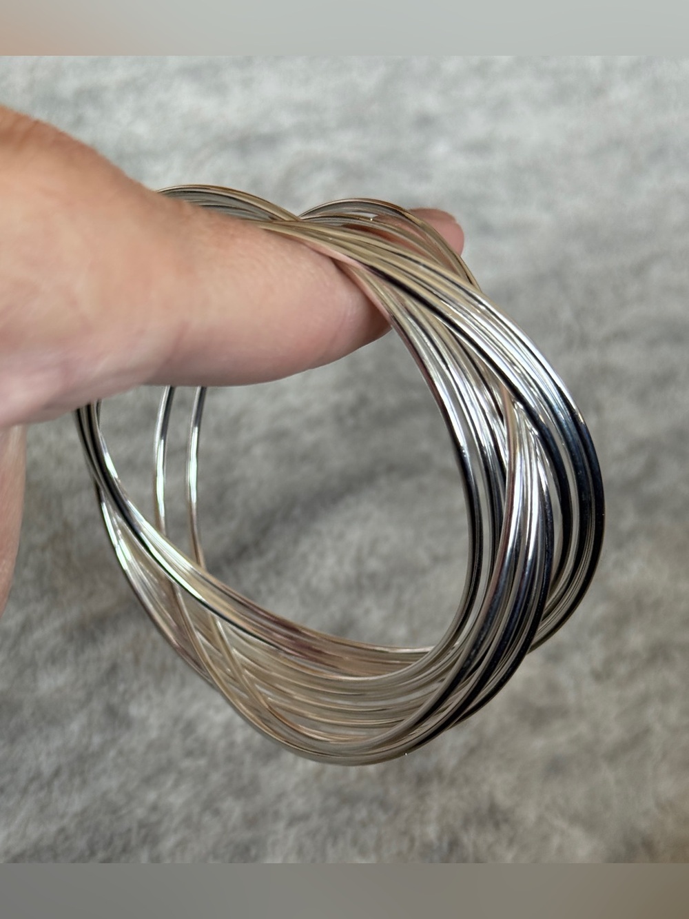 Sterling silver set of 10 Bangles 70mm - Picture 4 of 8